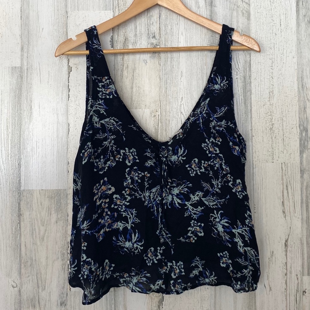 Intimately Free People Blue Floral Tank Medium